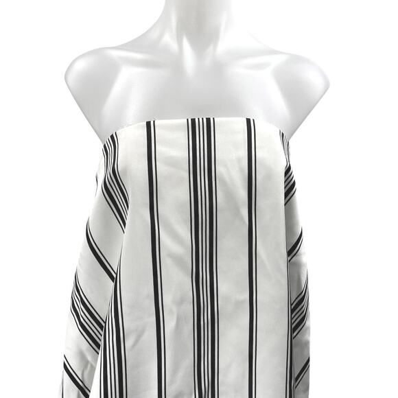 NEW Cameo White Black Striped Strapless Sleeveless Bandeau Tube Mini Dress Sz M - Picture 3 of 5